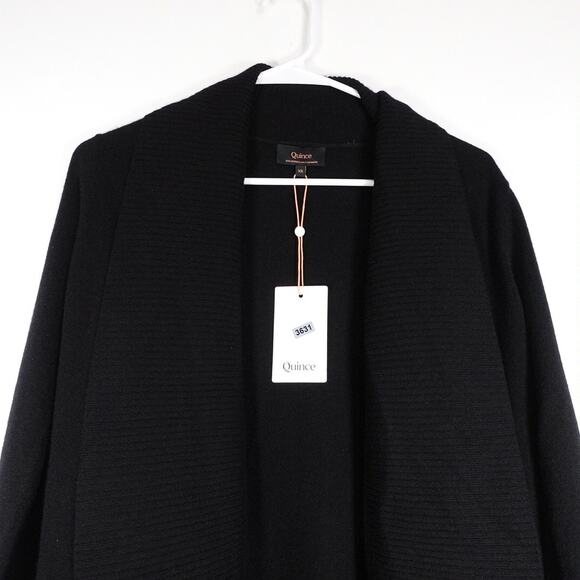New Quince Black Mongolian Cashmere Open Cardigan Sweater Women’s XS 3631 - Picture 4 of 11